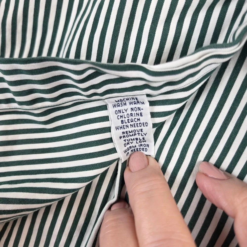 Ralph Lauren Mens Classic Fit Striped Button Down Shirt Green White Large L